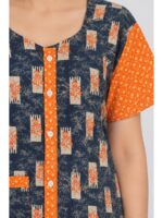 W-NY-540-15-NB-3XL_detail Women’s Cotton Front Open Plus Size Nighty – Navy Blue & Orange