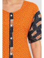 W-NY-540-16-OR-3XL_detail Women’s Cotton Front Open Plus Size Nighty – Orange & Navy Blue