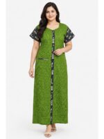 W-NY-540-18-OG-3XL_front Women’s Cotton Front Open Plus Size Nighty – Olive Green & Navy Blue