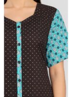 W-NY-541-01-CF-XXL_detail Women’s Front Full Open Cotton Nighty -Coffee & Blue
