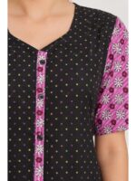W-NY-541-03-BK-XXL_detail Women’s Front Full Open Cotton Nighty -Black & Pink