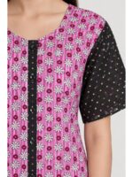 W-NY-541-04-PK-XXL_detail Women’s Front Full Open Cotton Nighty - Pink & Black