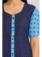 W-NY-541-05-NB-XXL_detail Women’s Front Full Open Cotton Nighty - Navy Blue & Sky Blue