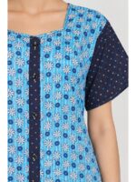 W-NY-541-06-SB-XXL_detail Women’s Front Full Open Cotton Nighty - Sky Blue & Navy Blue