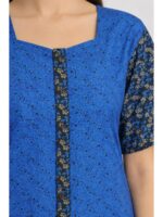 Women’s Full-Open Cotton Nighty - Blue