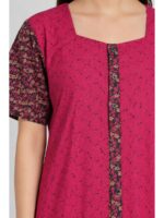 Women’s Full-Open Cotton Nighty - Raspberry