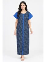 W-NY-542-05-BL-XXL_front Women’s Full-Open Cotton Nighty - Blue