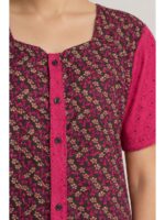 Women’s Full-Open Cotton Nighty - Raspberry