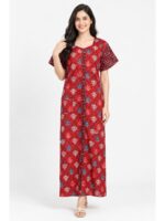 W-NY-542-07-RD-XXL_front Women’s Full-Open Cotton Nighty - Red