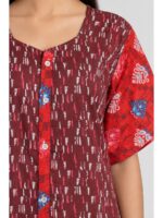 Women’s Full-Open Cotton Nighty - Maroon