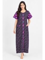 W-NY-542-10-PP-XXL_front Women’s Full-Open Cotton Nighty - Purple