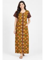 W-NY-542-11-YL-XXL_front Women’s Full-Open Cotton Nighty - Yellow