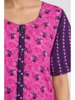 Women’s Full-Open Cotton Nighty - Pink