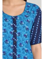 Women’s Full-Open Cotton Nighty - Blue
