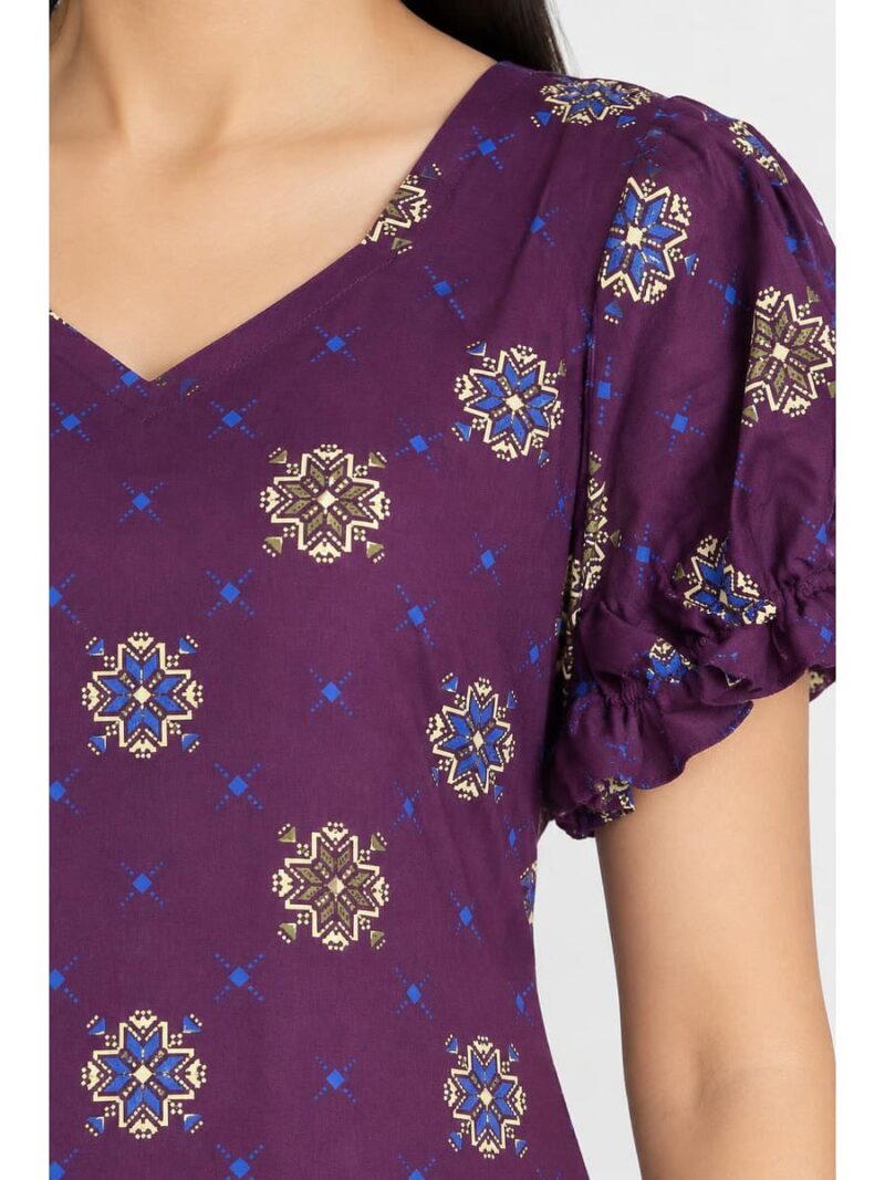 Women's Cotton Frock Nighty - Purple