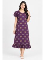 W-NY-546-01-PP-L_front Women's Cotton Frock Nighty - Purple