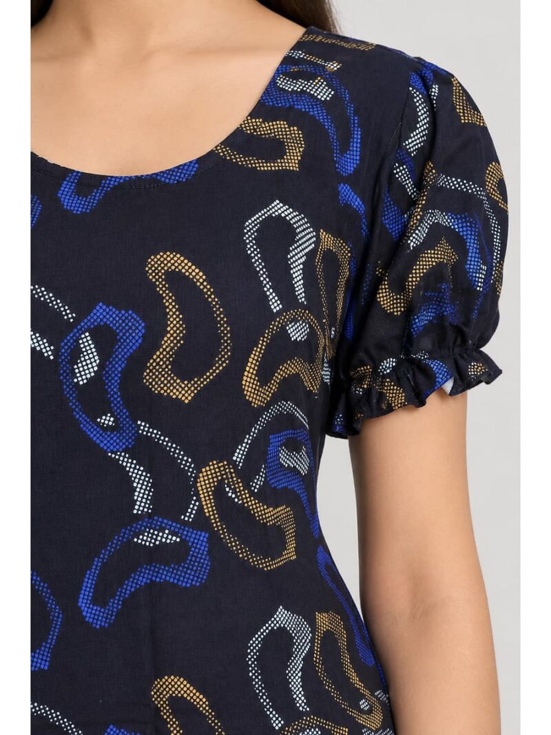 Women's Cotton Frock Nighty - Navy Blue