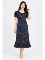 Women's Cotton Frock Nighty - Navy Blue