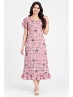 W-NY-546-04-DPK-L_front Women's Cotton Frock Nighty - Dust Pink