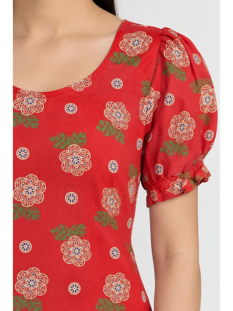 Women's Cotton Frock Nighty - Scarlet