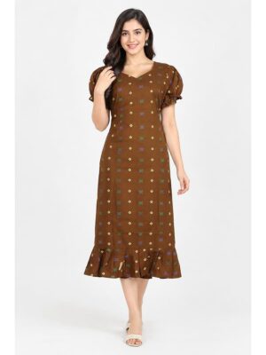 Women's Cotton Frock Nighty - Brown