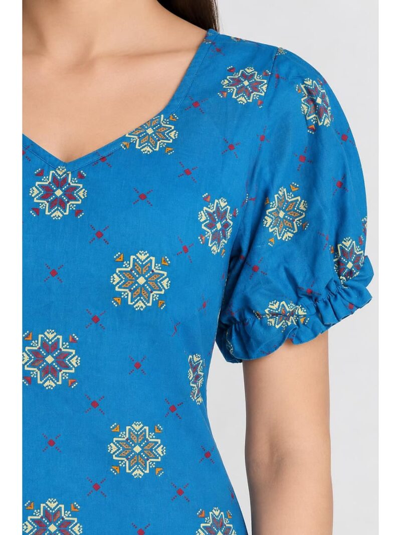 Women's Cotton Frock Nighty - Blue