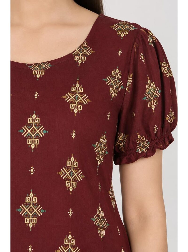 Women's Cotton Frock Nighty - Maroon