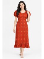 W-NY-546-13-OR-L_front Women's Cotton Frock Nighty - Orange