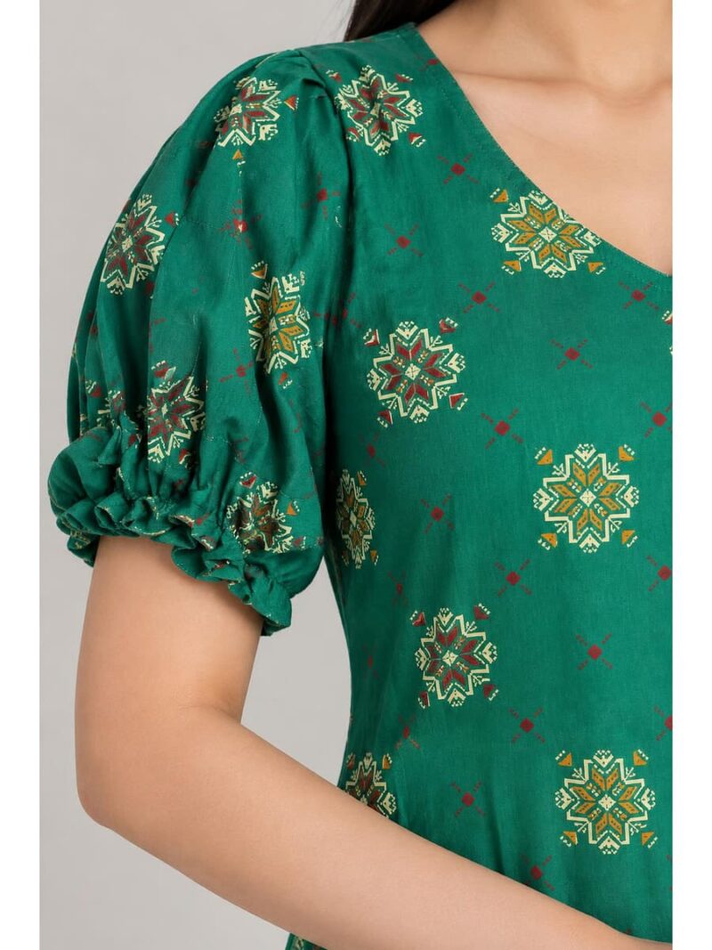 Women's Cotton Frock Nighty - Green
