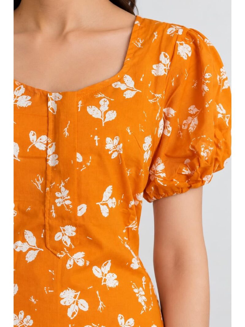 Women's Cotton Zip Frock Nighty - Yellow
