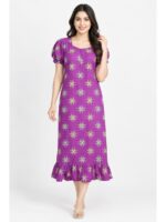 W-NY-546-18-CRS-L_front Women's Cotton Zip Frock Nighty - Cerise