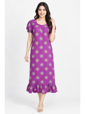 Women's Cotton Zip Frock Nighty - Cerise