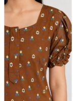 W-NY-546-24-BR-L_detail Women's Cotton Zip Frock Nighty - Brown