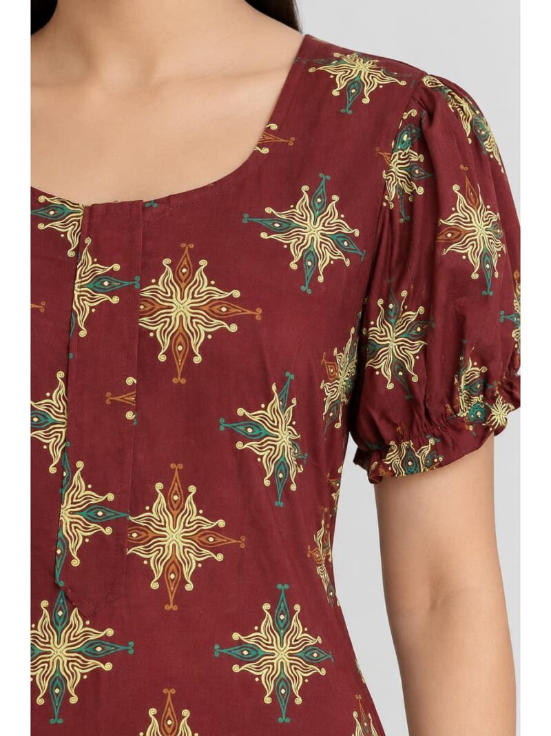 Women's Cotton Zip Frock Nighty - Maroon