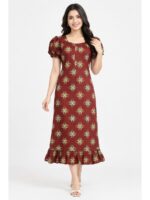 Women's Cotton Zip Frock Nighty - Maroon