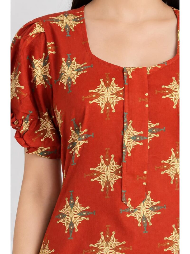 Women's Cotton Zip Frock Nighty - Scarlet