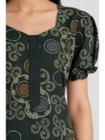 Women's Cotton Zip Frock Nighty - Green