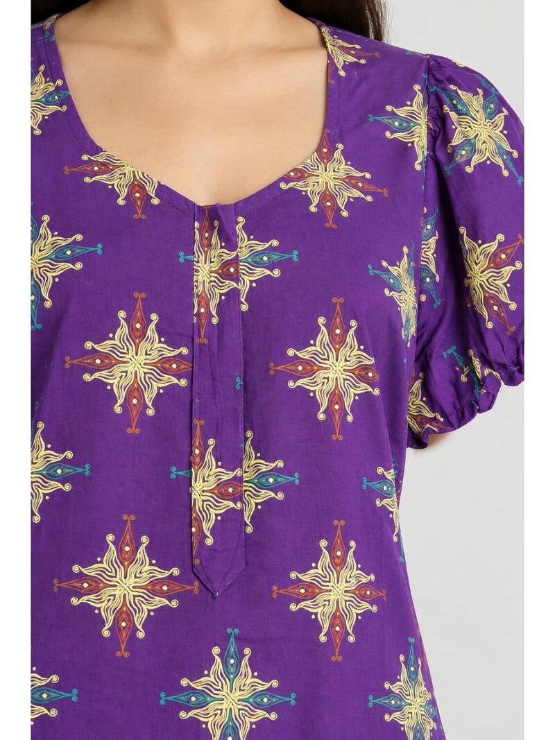 Women's Cotton Zip Frock Nighty - Violet