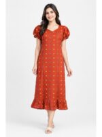 W-NY-548-01-OR-M_front Women's Cotton Frock Nighty - Orange
