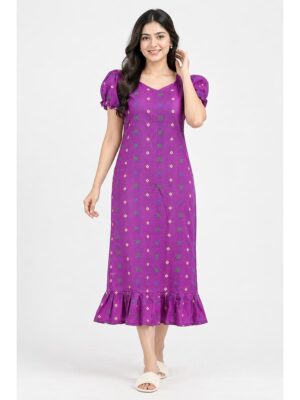 Women's Cotton Frock Nighty - Cerise