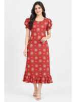 W-NY-548-05-SRL-M_front Women's Cotton Frock Nighty - Scarlet