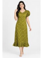 Women's Cotton Frock Nighty - Olive Green