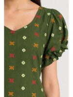 W-NY-548-14-OG-M_detail Women's Cotton Frock Nighty - Olive Green
