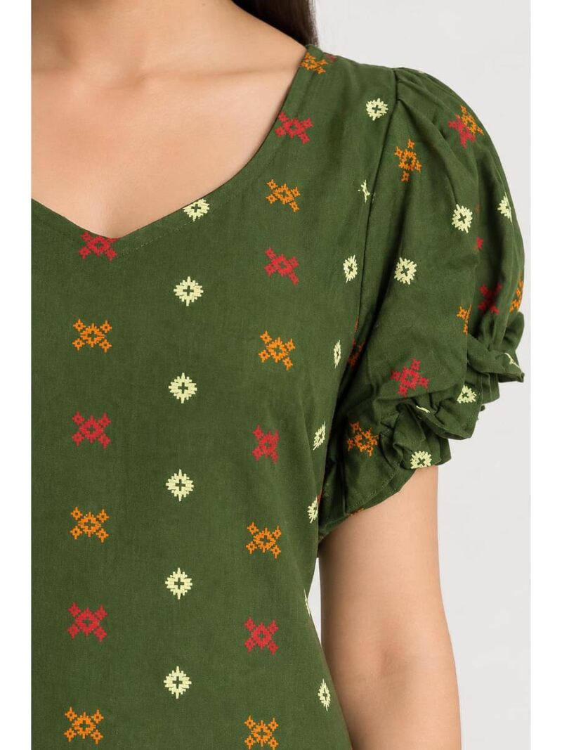 Women's Cotton Frock Nighty - Olive Green