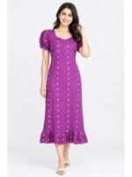 W-NY-548-19-CRS-M_front Women's Cotton Zip Frock Nighty - Cerise