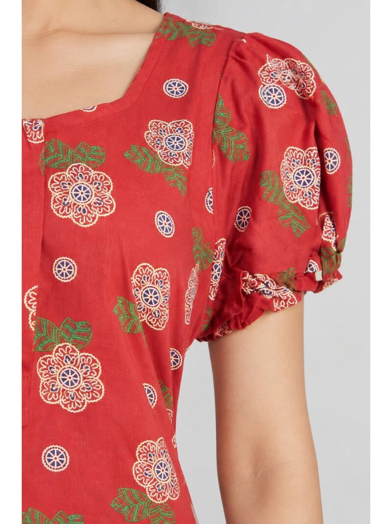 Women's Cotton Zip Frock Nighty - Scarlet