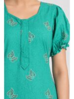 W-NY-548-22-TQ-M_detail Women's Cotton Zip Frock Nighty - Turquoise