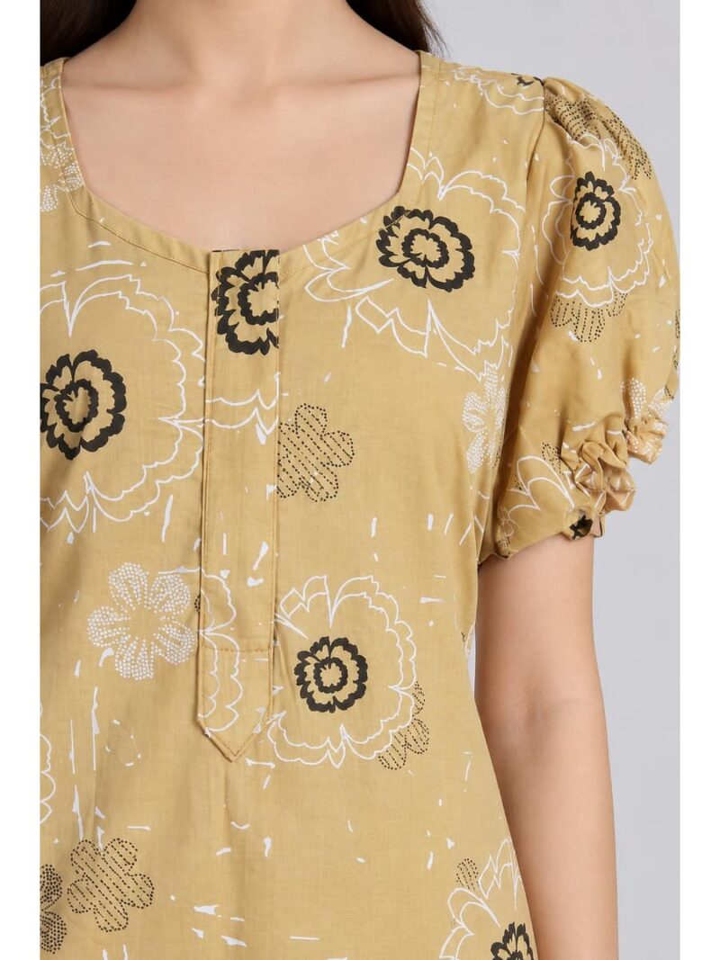 Women's Cotton Zip Frock Nighty - Cream