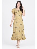 W-NY-548-23-CRM-M_front Women's Cotton Zip Frock Nighty - Cream