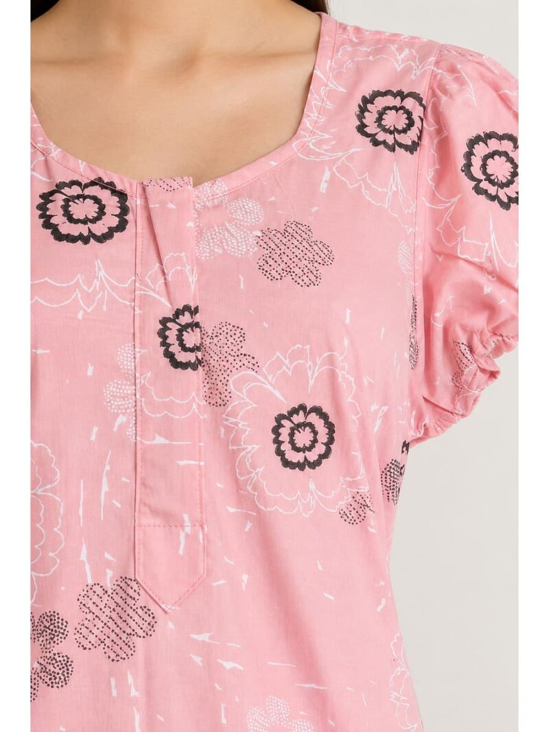 Women's Cotton Zip Frock Nighty - Dust Pink